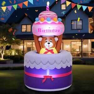 ⚡6FT Christmas Inflatables Lifting Bear LED Light Yard Outdoor Decorations